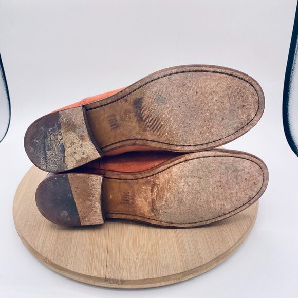 Frye Rowen Boots Womens 8.5 Peach Suede Pull On Ankle Western - Picture 11 of 12